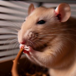 pet rat cage enrichment - chewing on willow stick